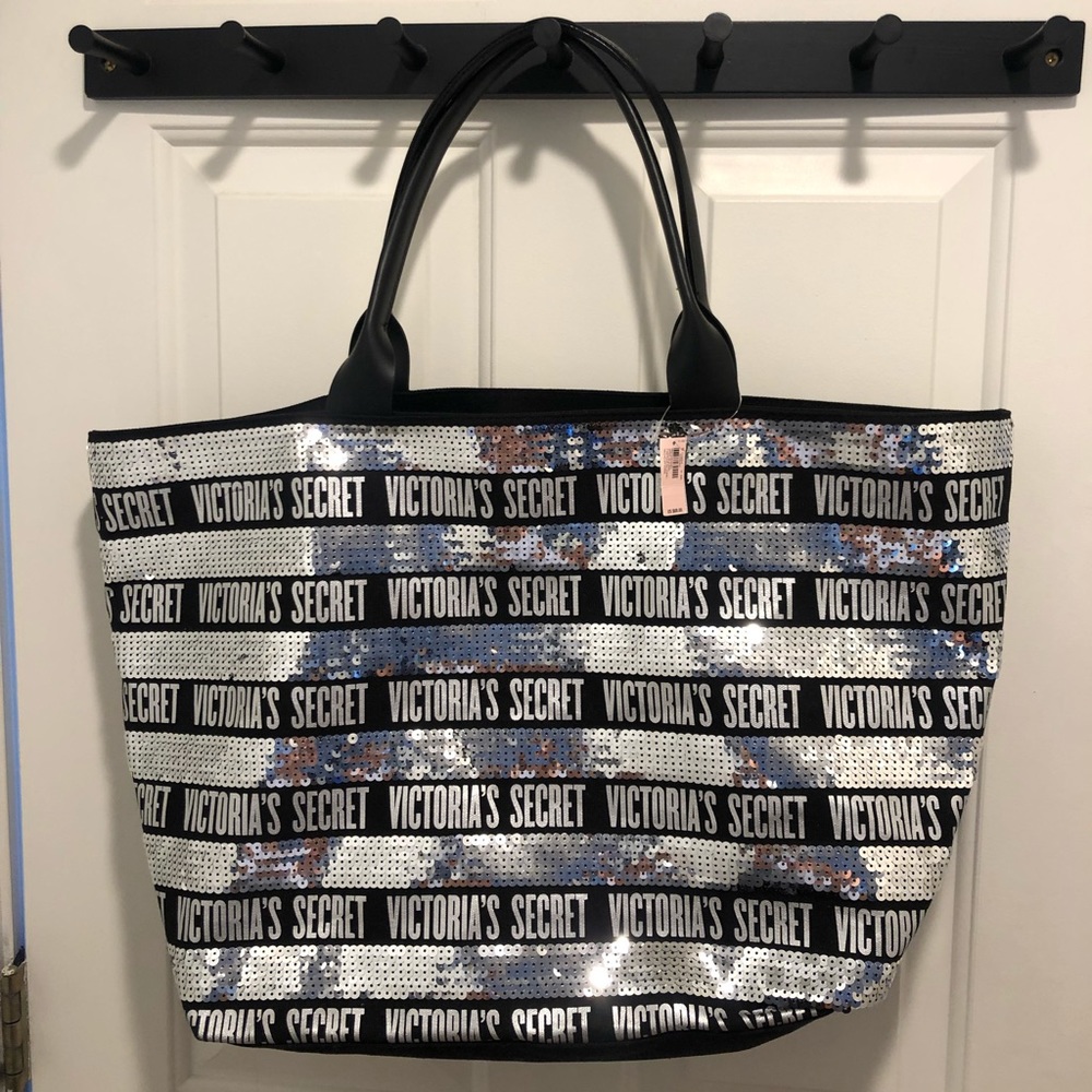 Victoria Secret silver sequins and black bag